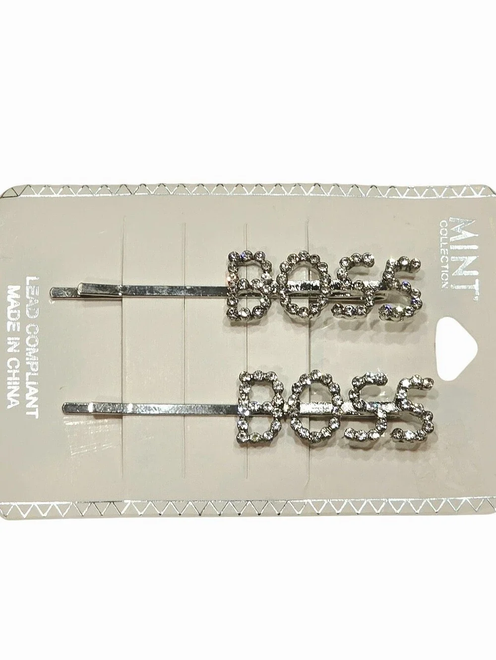 Mint Collection 'BOSS' Crystal Hair Pin Set